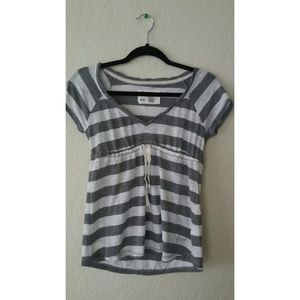 Aeropostale Gray White Striped Babydoll Shirt M